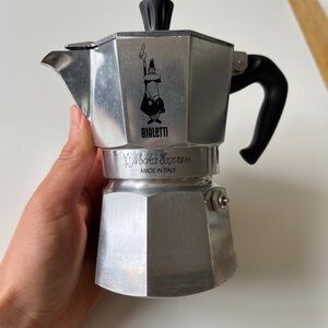 Bialetti Moka Express Silver Stovetop Espresso Maker 3 cup, 130mL